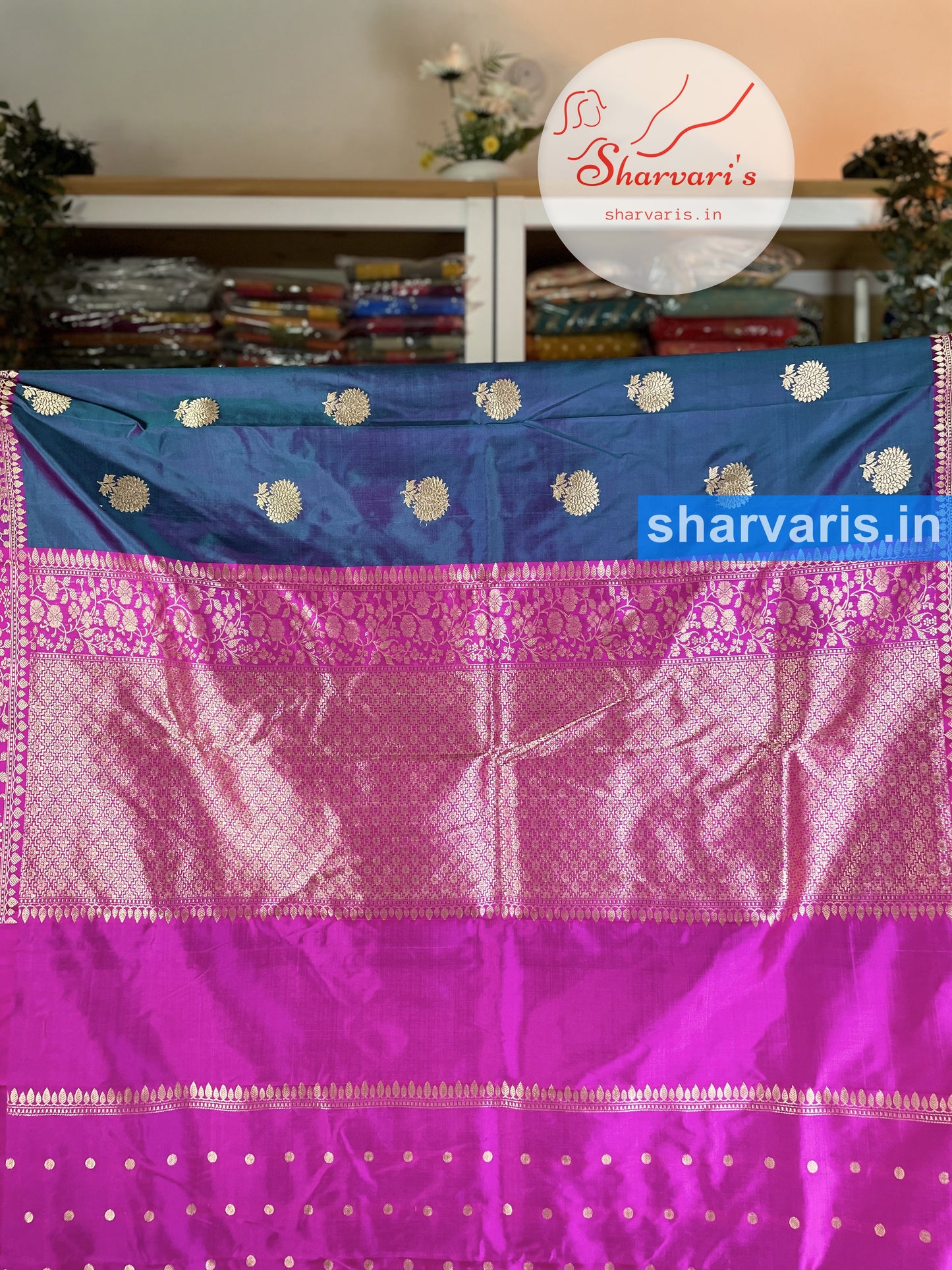 Pinkish Blue Katan Silk Saree