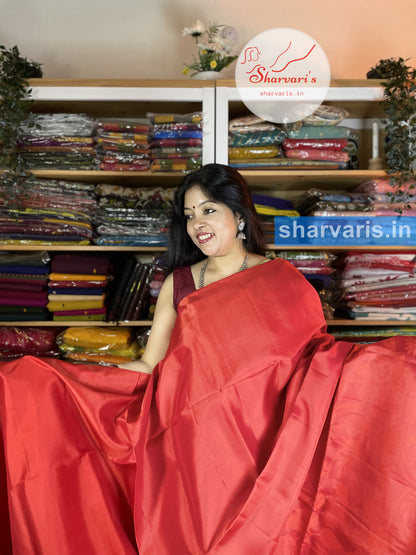 Red Kanchipuram Soft Silk Saree with Neem Zari Patterns