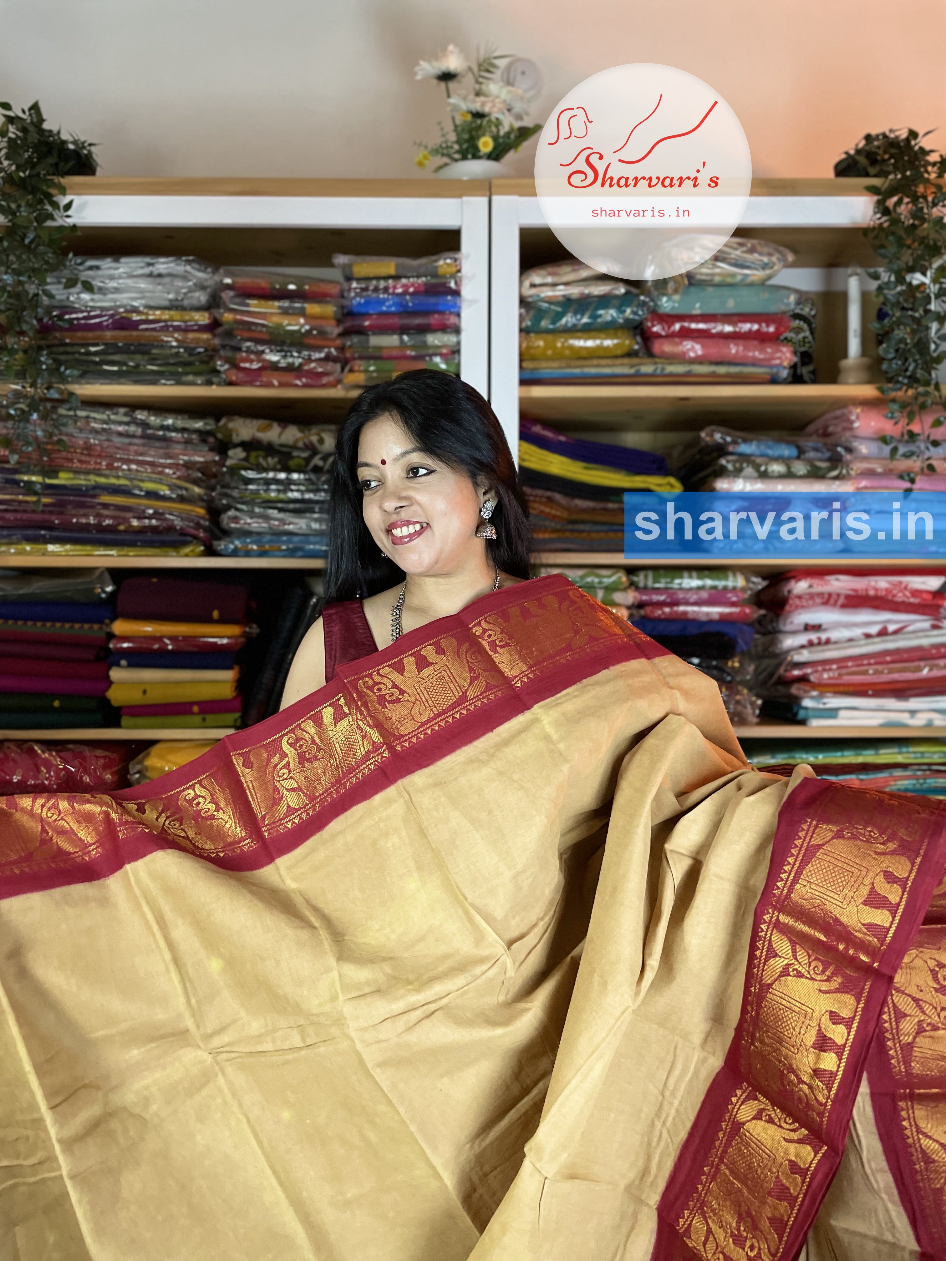 Floral Jaal Design Ruby Red Mysore Silk Saree – Sundari Silks