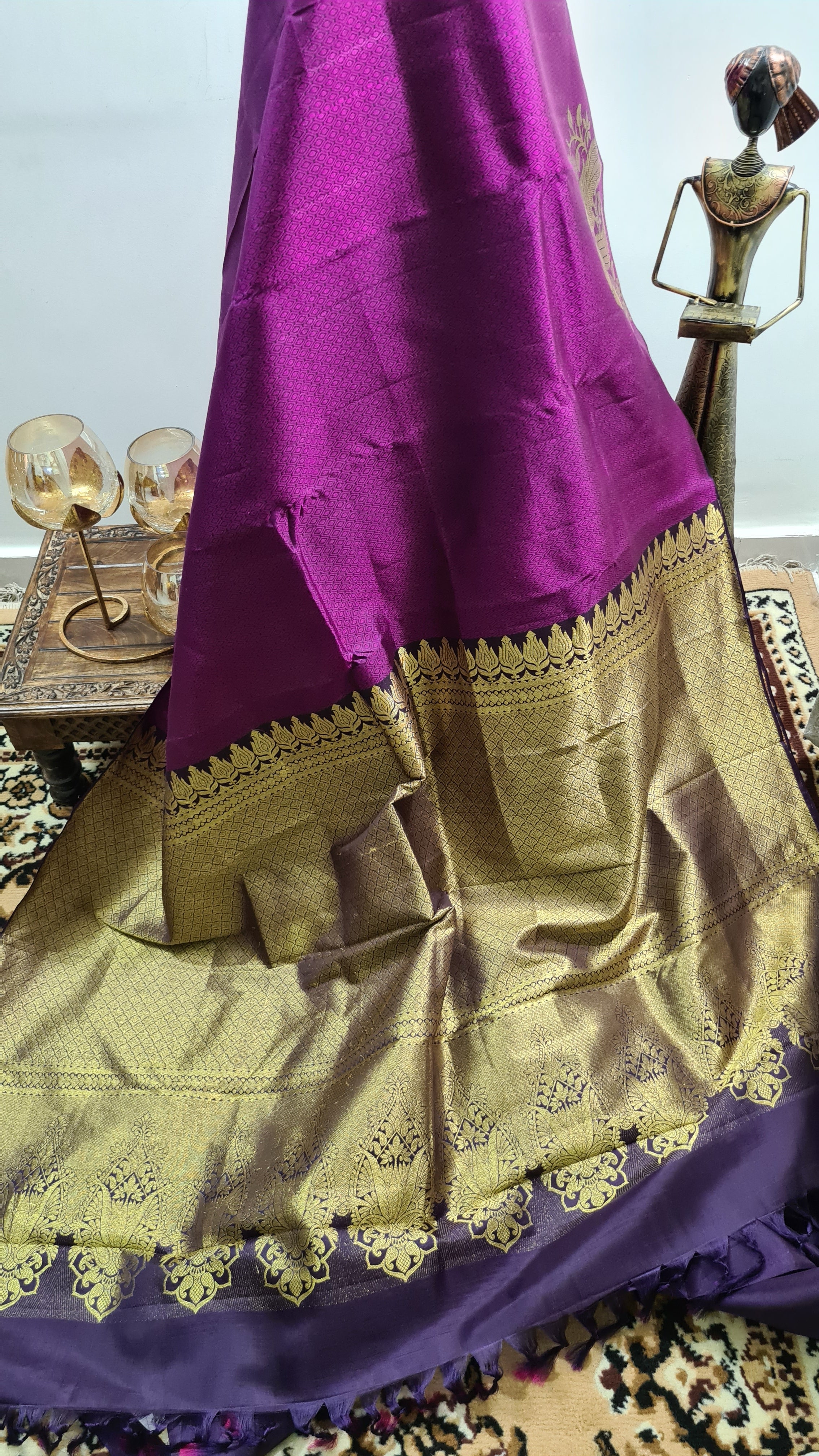 Buy Purple Color Soft Silk Saree Bollywood Star Style Saree Party Wear Saree  Wedding Wear Saree Deazy Look Saree Banarasi Look Saree Online in India -  Etsy