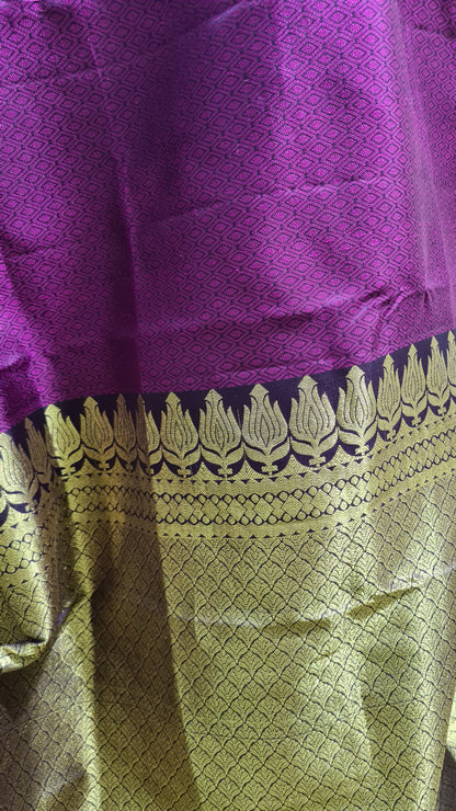 Grape Purple and Eggplant Purple Kanchipuram Silk Saree