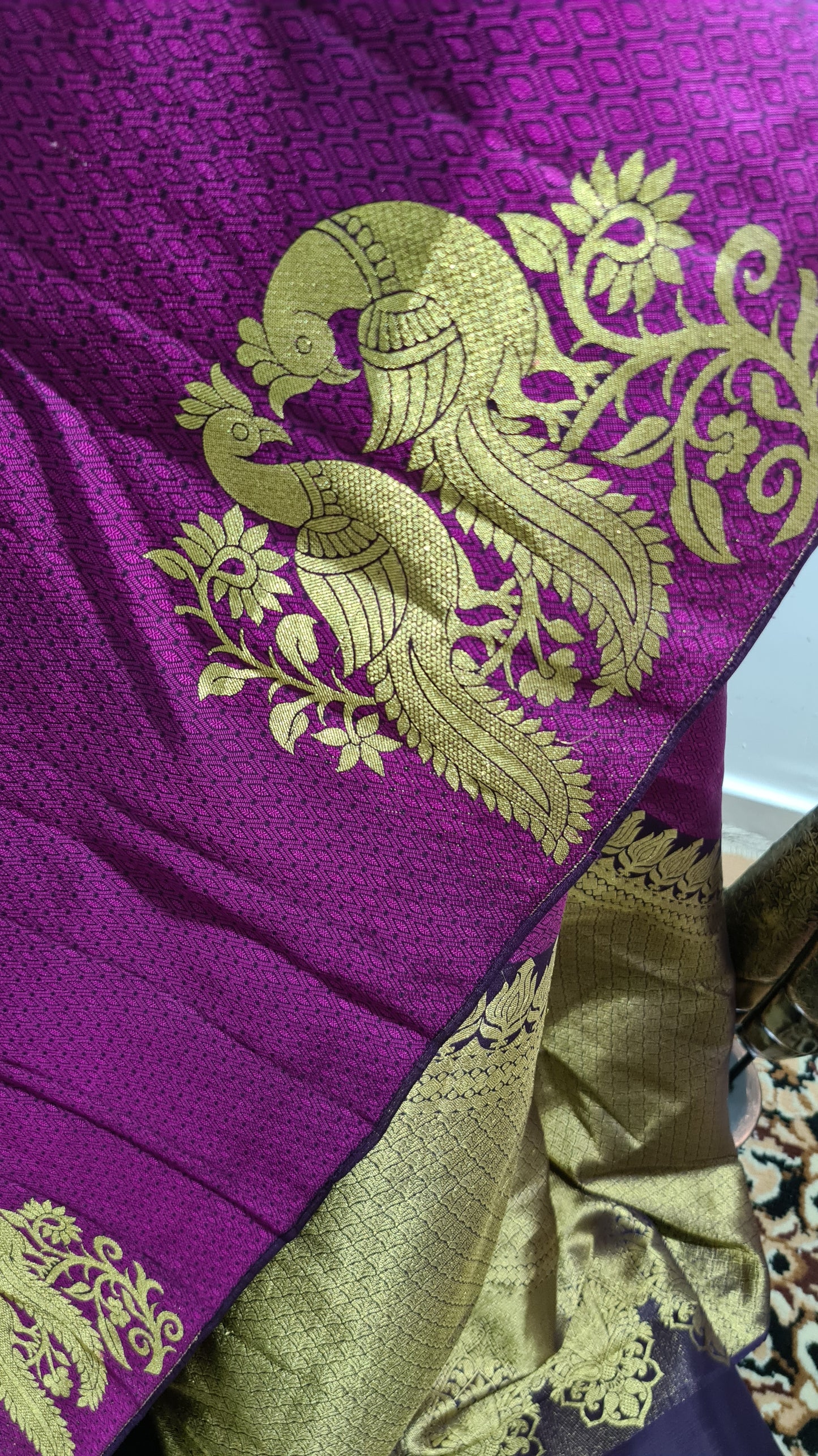 Grape Purple and Eggplant Purple Kanchipuram Silk Saree