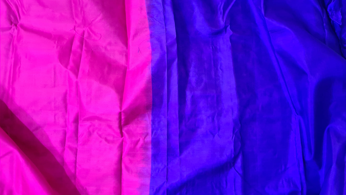 Fuchsia Pink and Royal Blue Kanchipuram Silk Saree