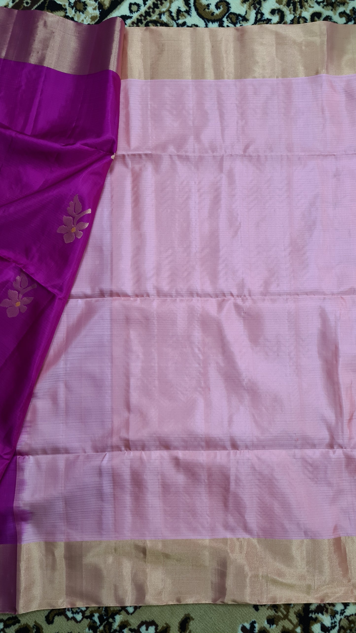 Rani Pink and Peach Kanchipuram Silk Saree