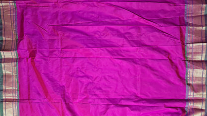 Magenta and Green Paithani Silk