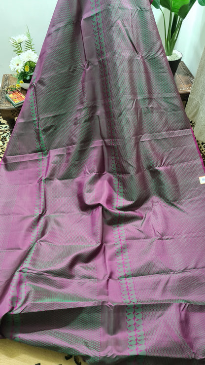 Magenta and Green Jacquard Kanchipuram Silk Saree