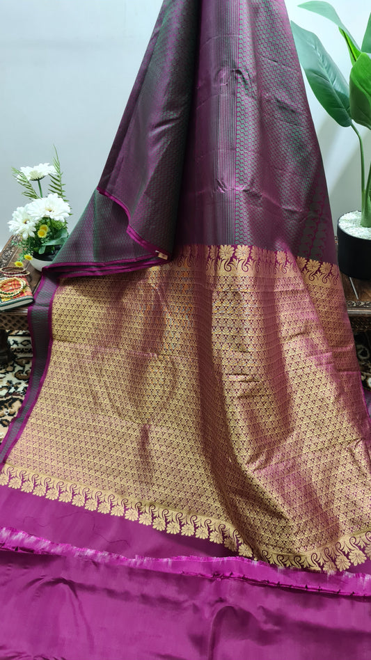 Magenta and Green Jacquard Kanchipuram Silk Saree