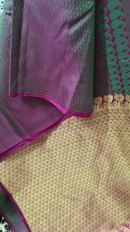 Magenta and Green Jacquard Kanchipuram Silk Saree