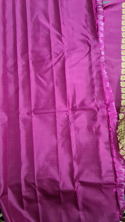 Magenta and Green Jacquard Kanchipuram Silk Saree