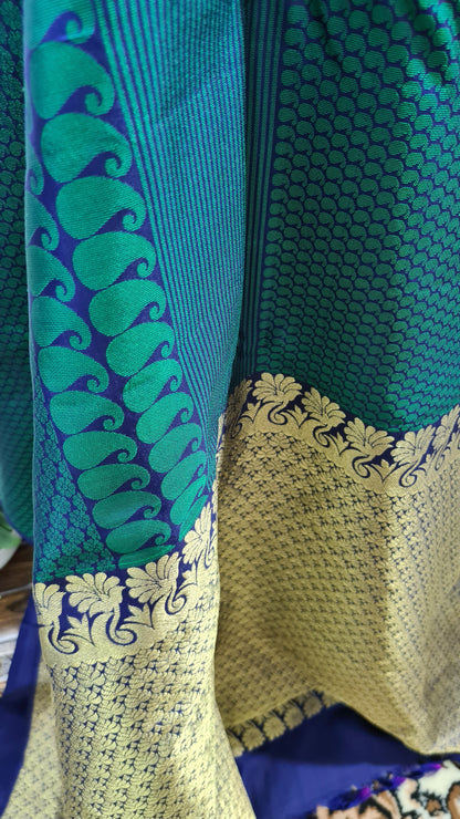 Peacock Blue Kanchipuram Silk Saree