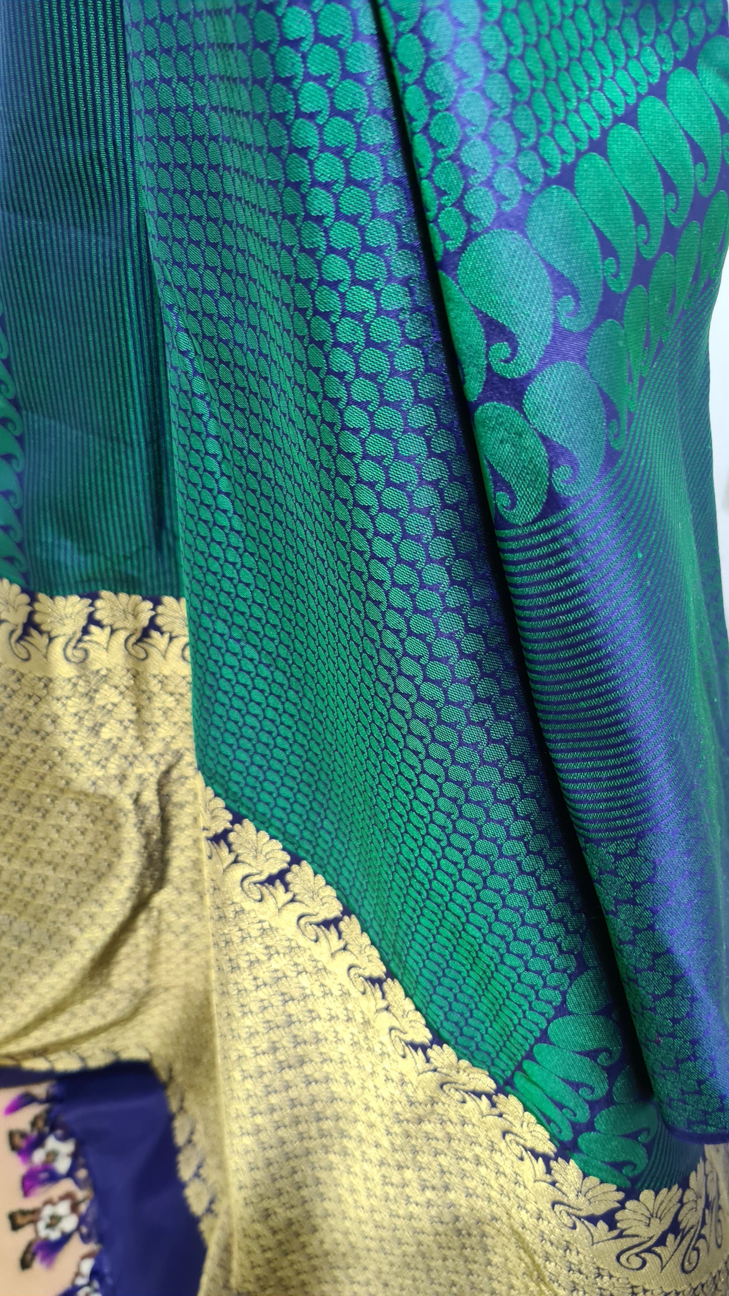 Peacock Blue Kanchipuram Silk Saree