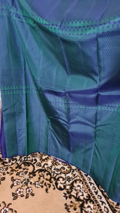 Peacock Blue Kanchipuram Silk Saree