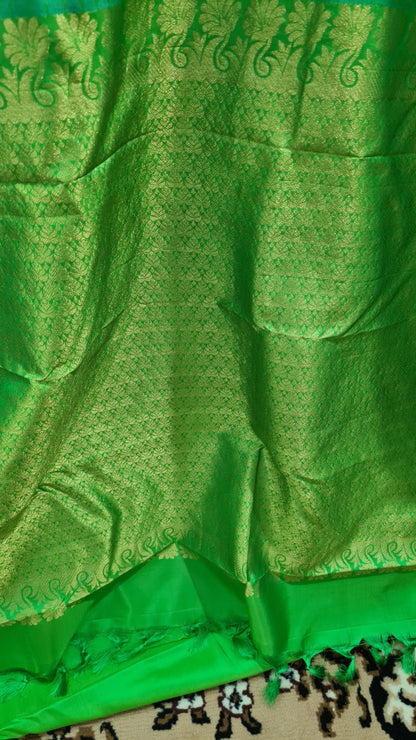 Irish Green Kanchipuram Silk Saree