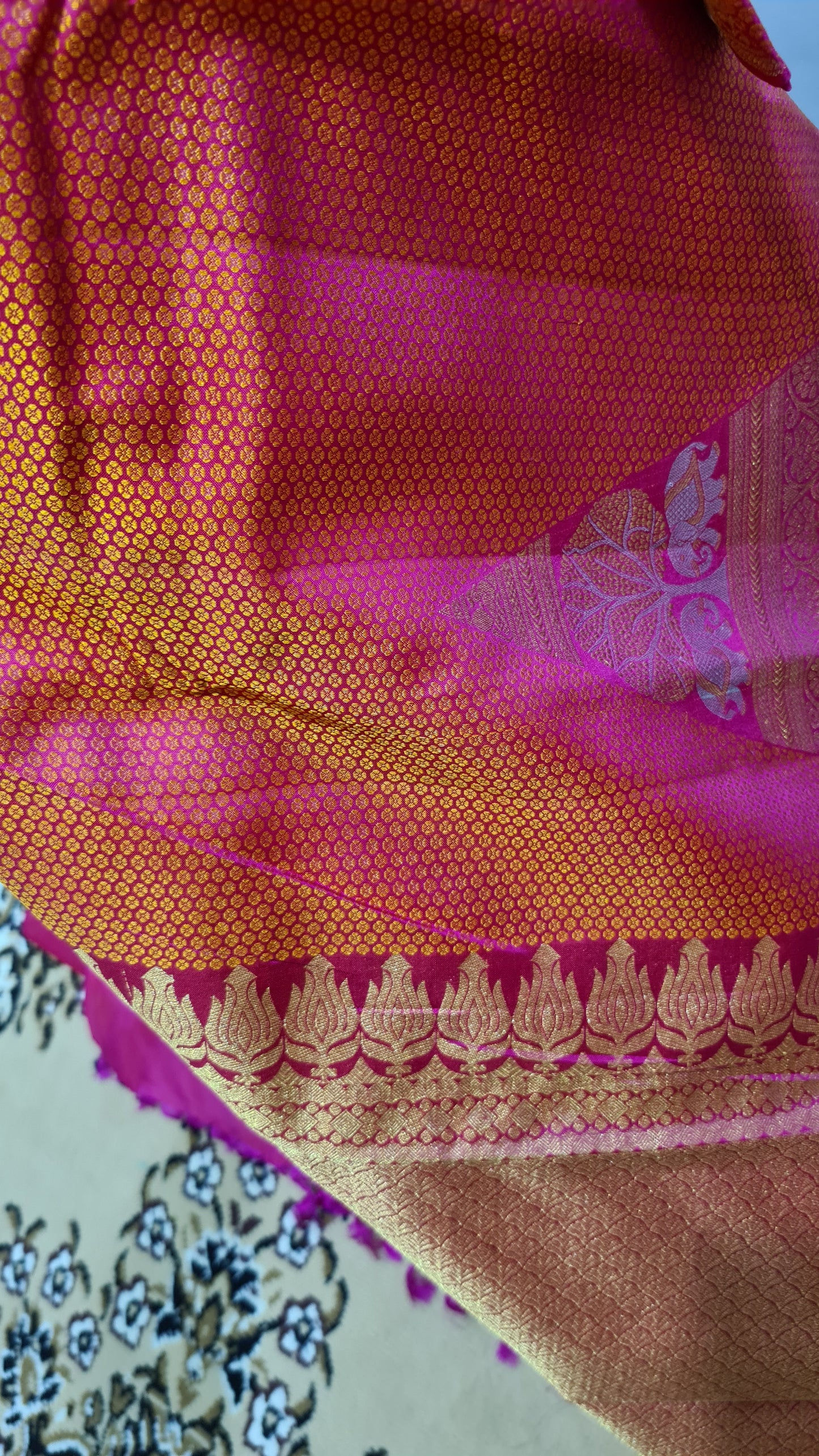 Fuchsia Pink and Gold Kanchipuram Silk Saree