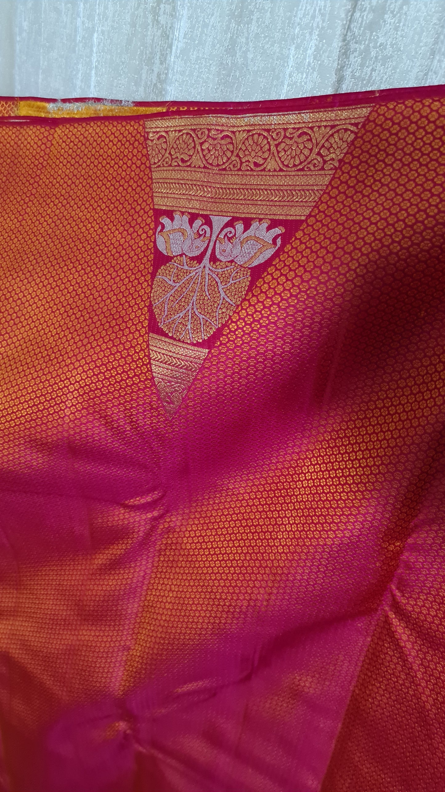 Fuchsia Pink and Gold Kanchipuram Silk Saree