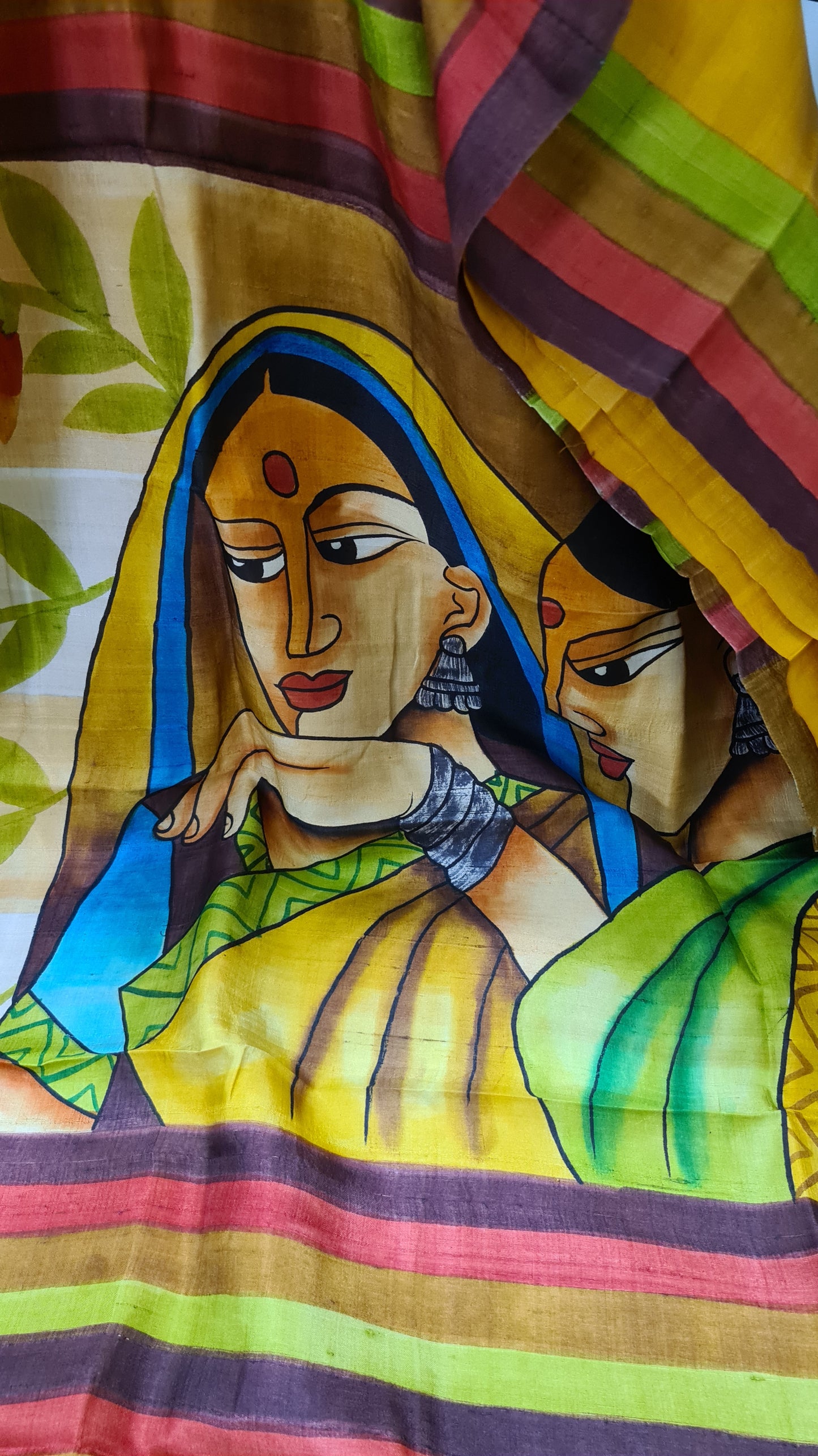 Mustard with Multicolour Border Tussar Silk Saree