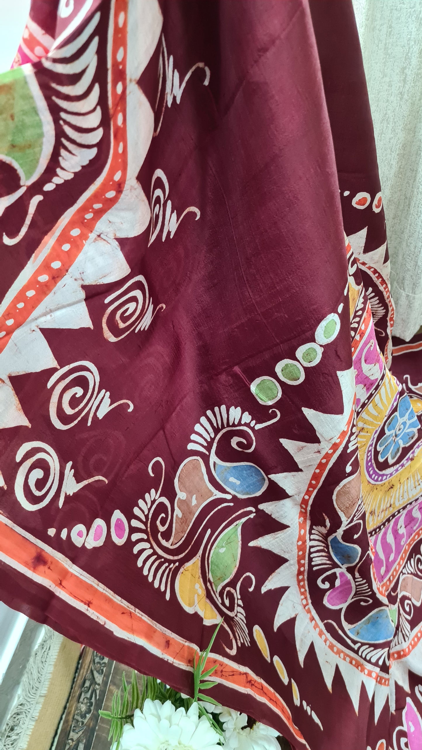 Maroon Tussar Silk Saree