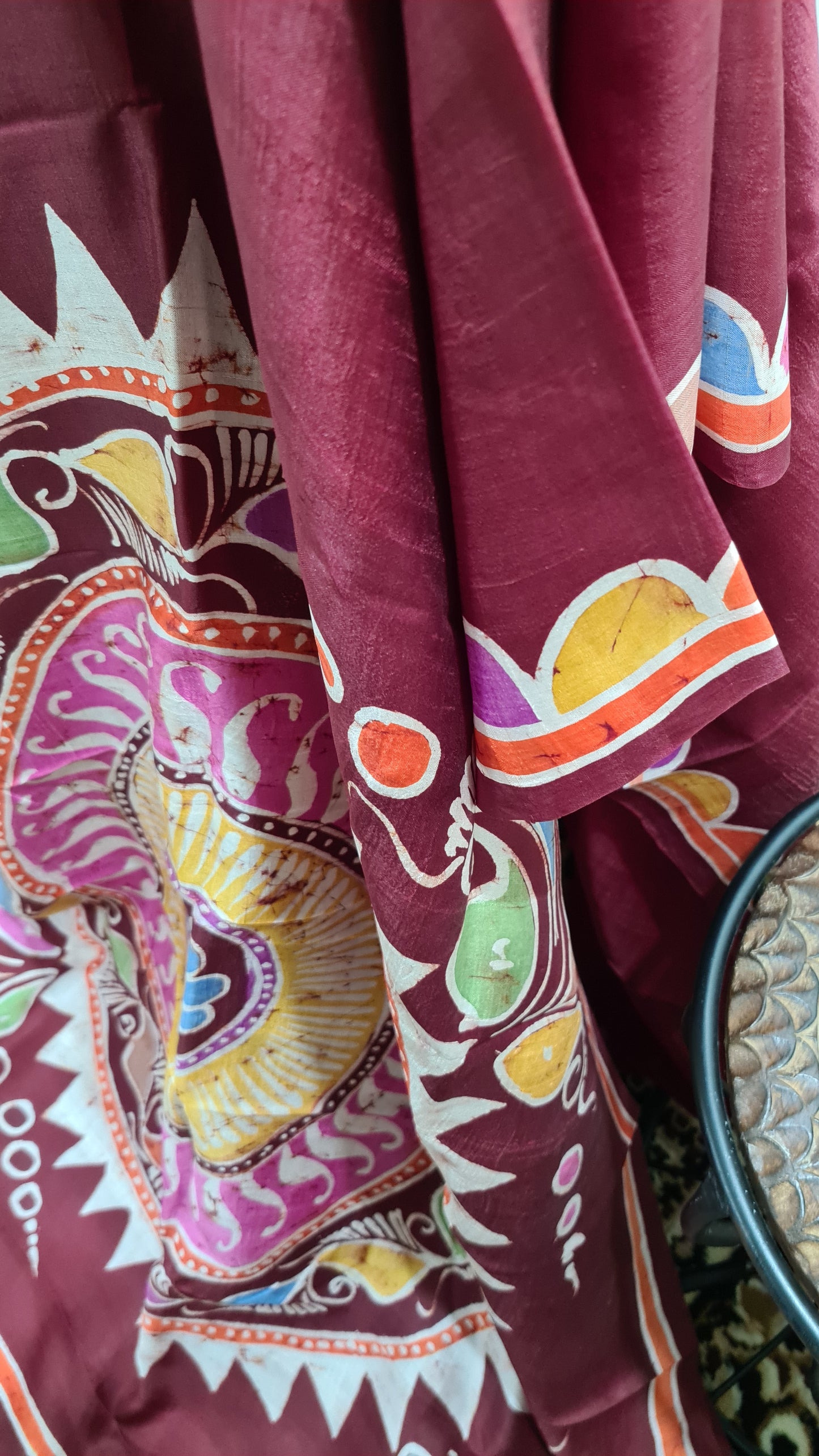 Maroon Tussar Silk Saree