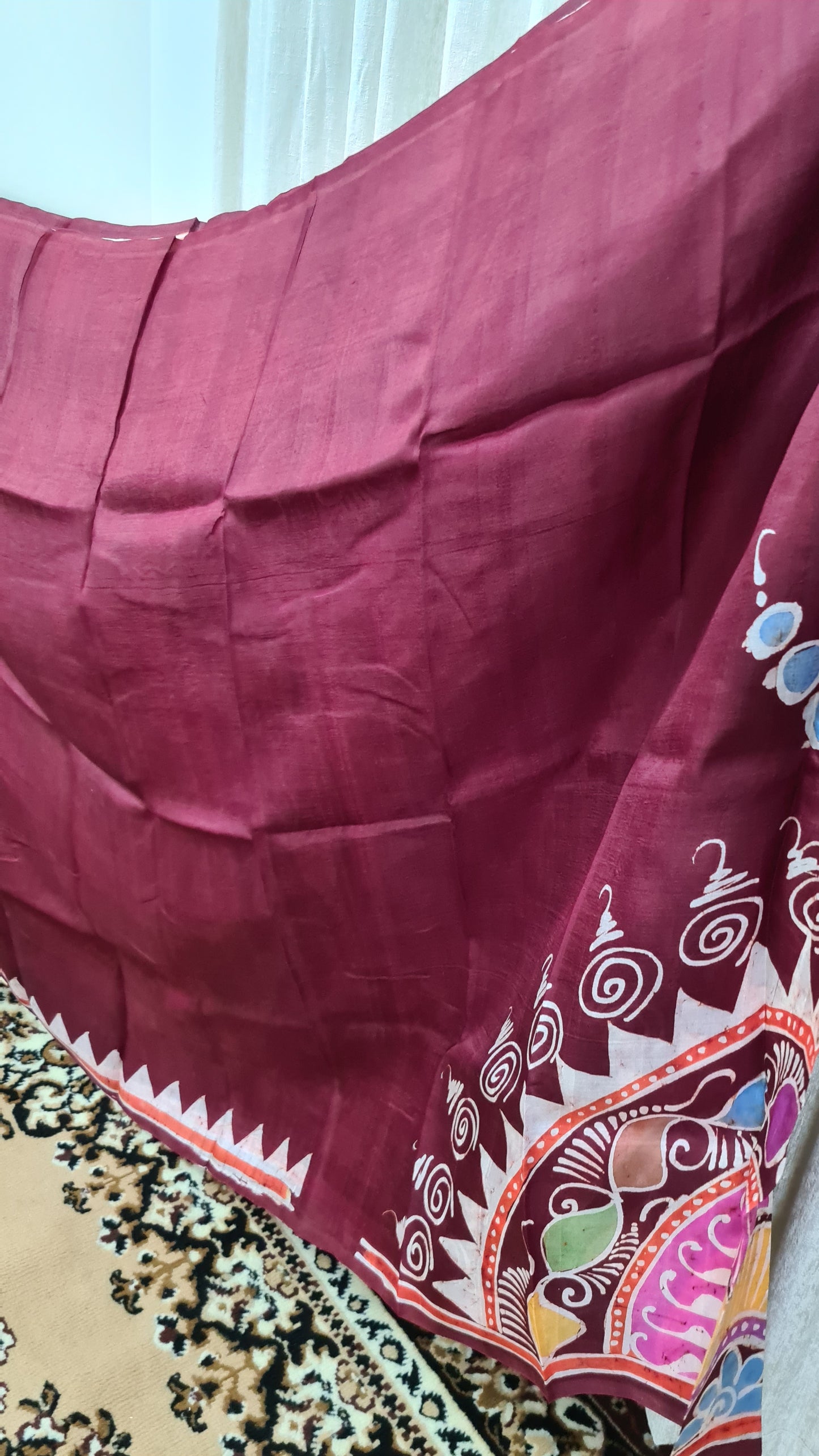 Maroon Tussar Silk Saree