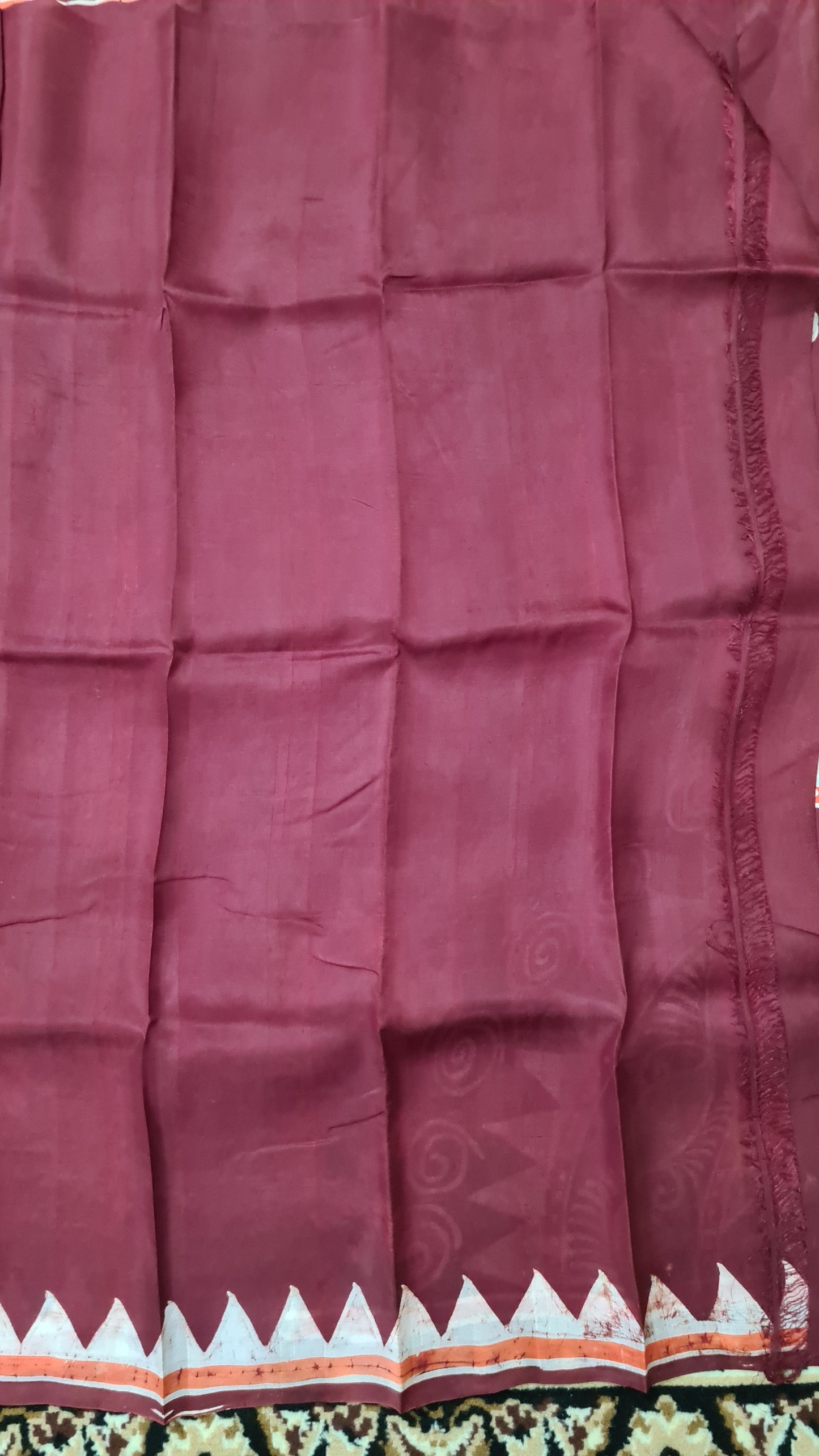 Maroon Tussar Silk Saree