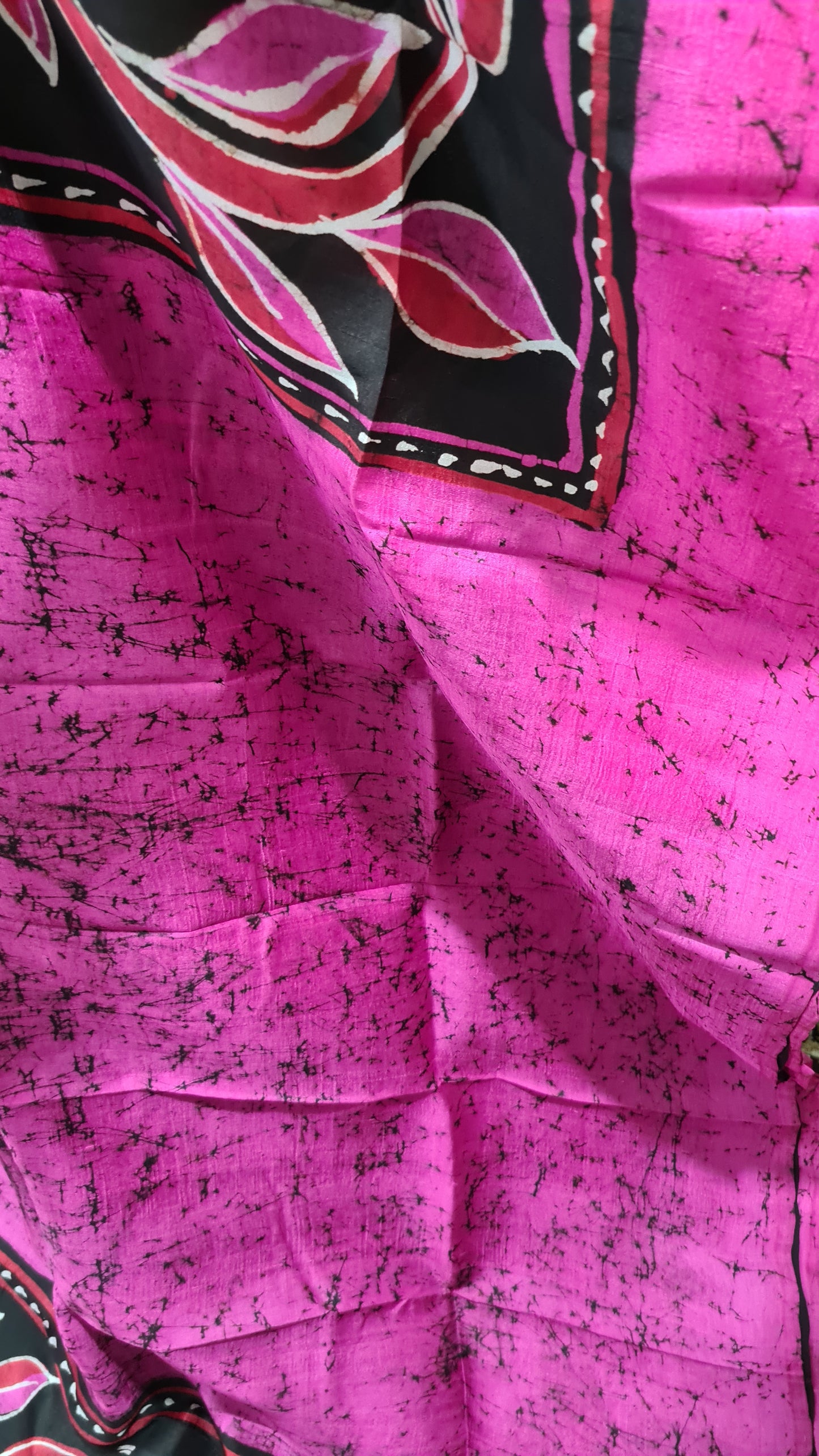 Pink and Black Tussar Silk Saree