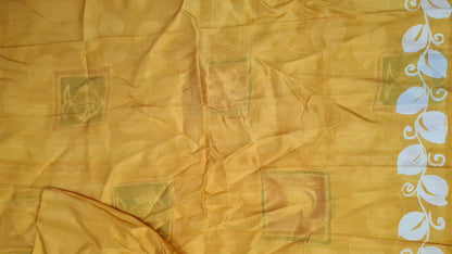 Yellow and White Bishnupuri Silk Saree