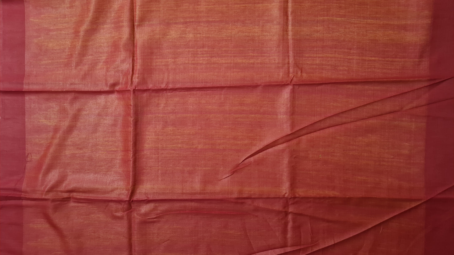 Ochre Yellow with Vermilion Red Matka Silk