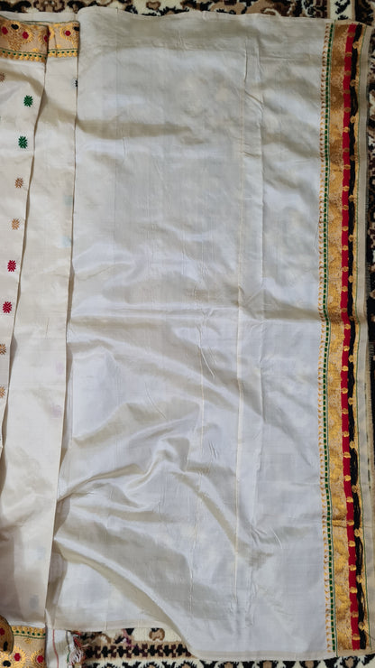 Off-white Muga Silk Saree