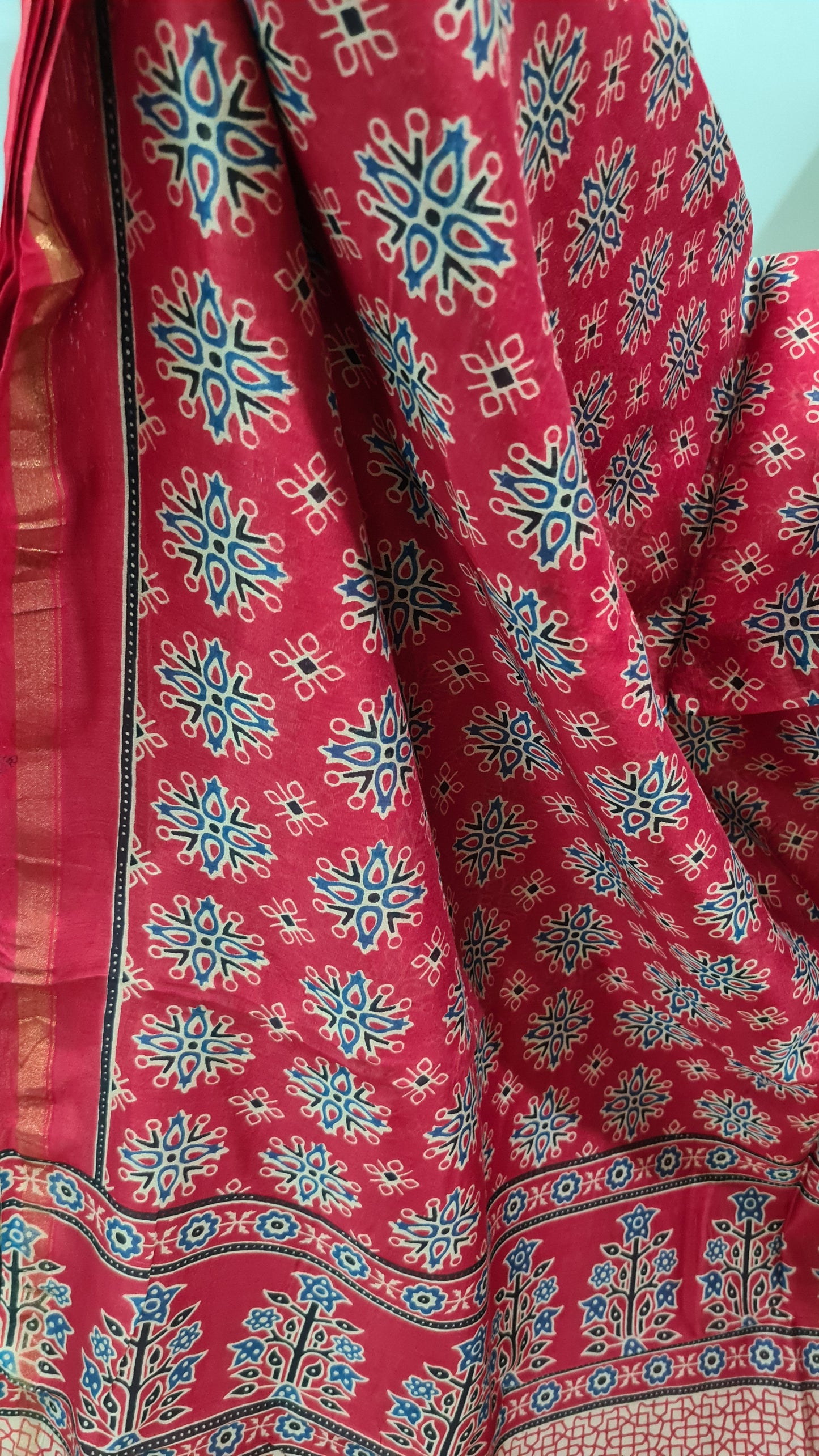 Red Ajrakh Chanderi Silk Cotton