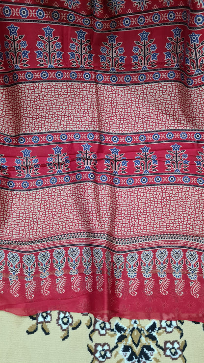 Red Ajrakh Chanderi Silk Cotton