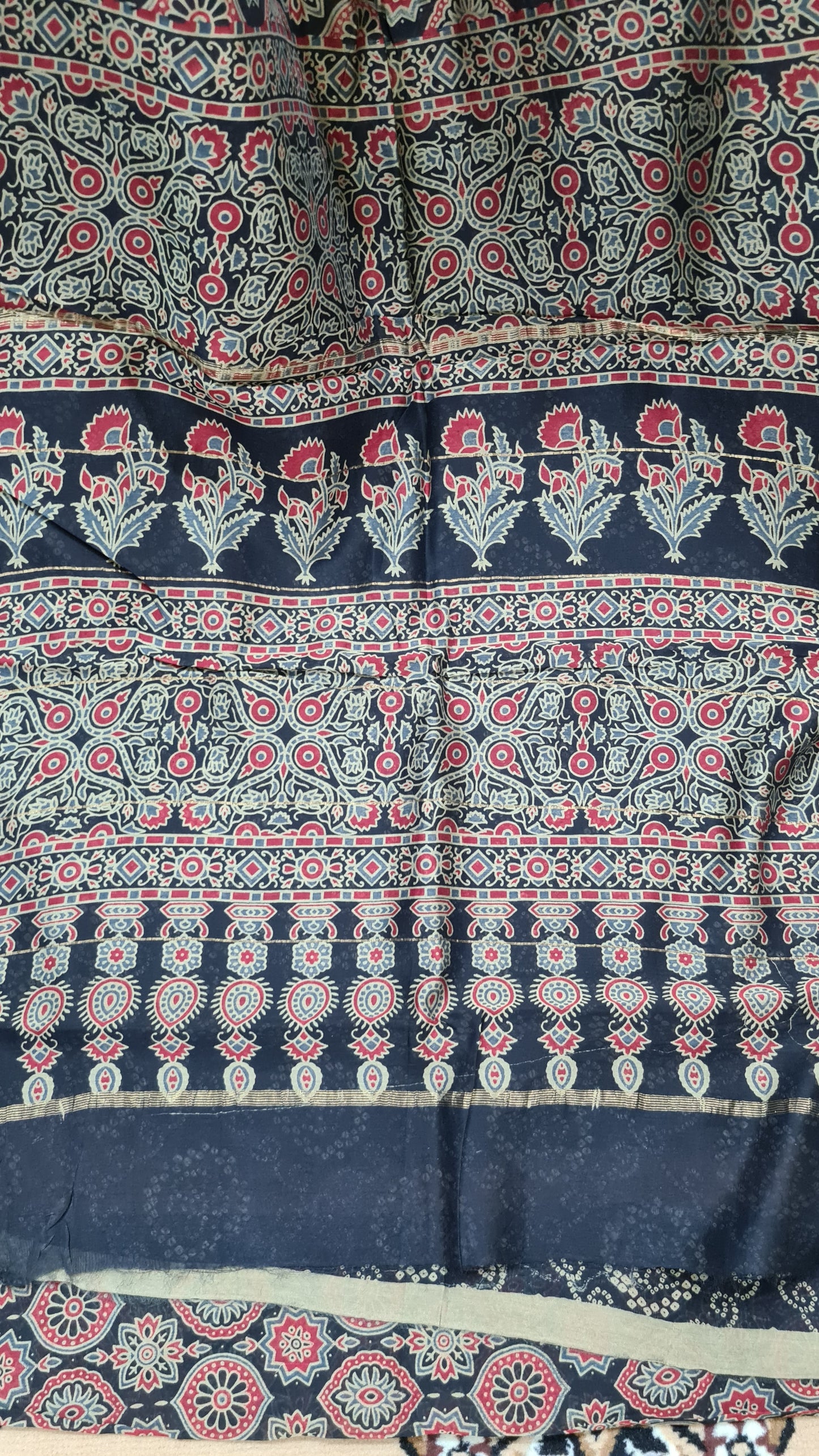 Black Ajrakh Chanderi Silk Cotton