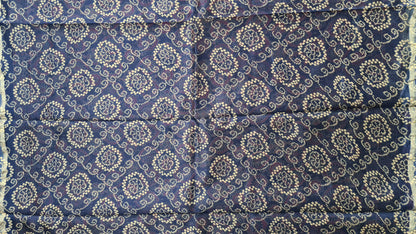 Navy Blue Ajrakh Chanderi Silk Cotton