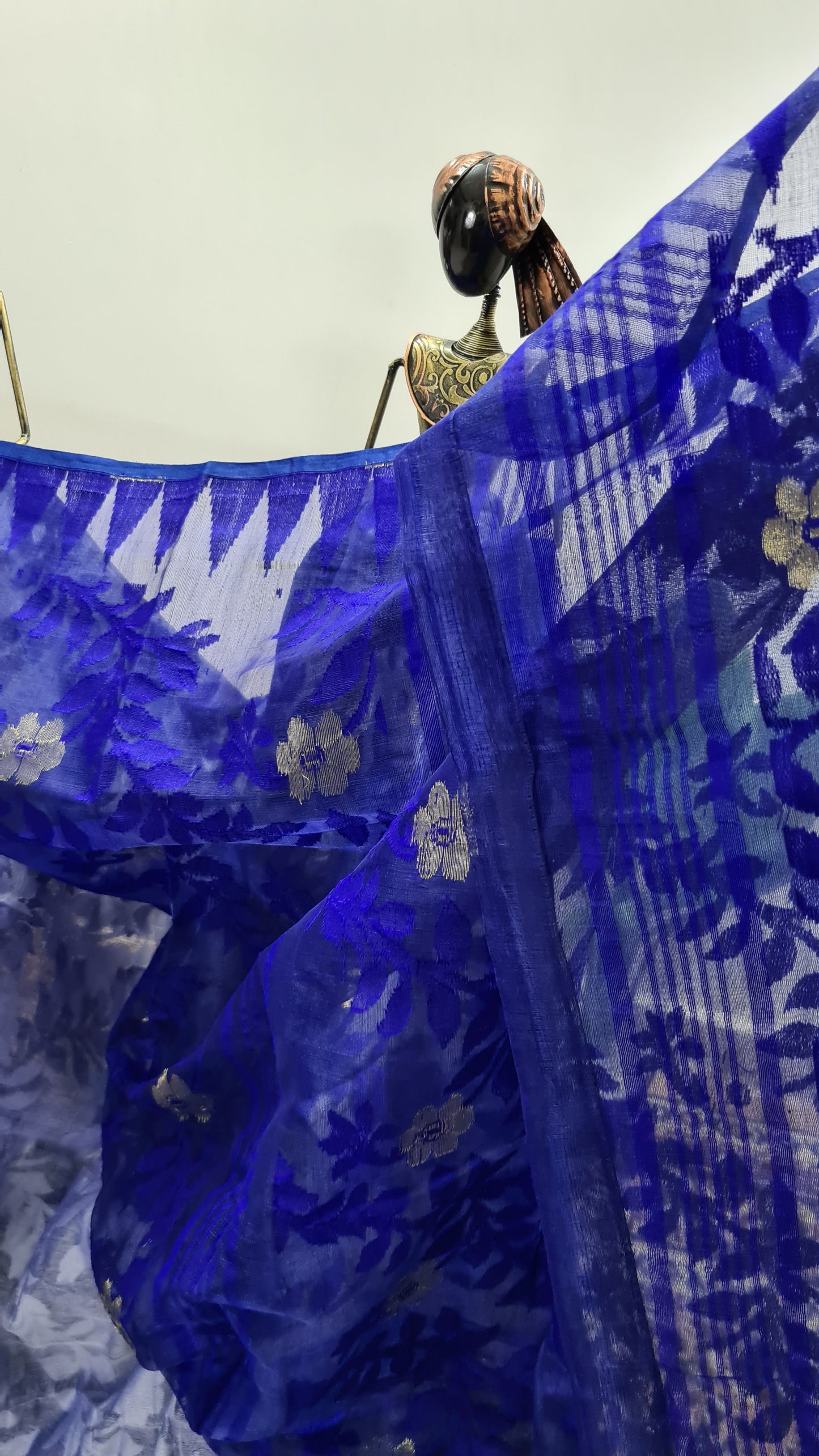 Royal Blue and White Soft Dhakai Jamdani Cotton