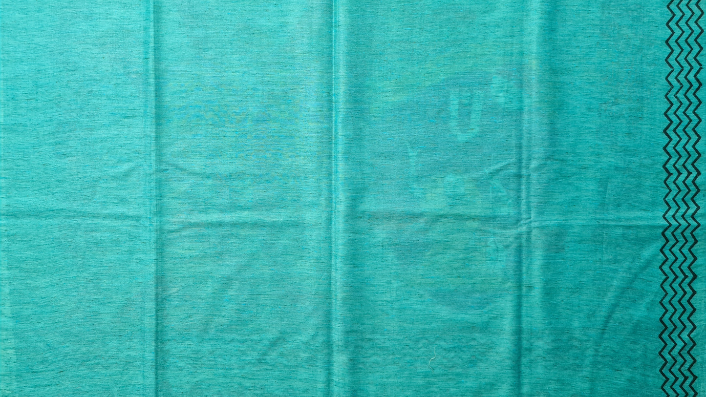 Teal Blue Handpainted Blended Cotton