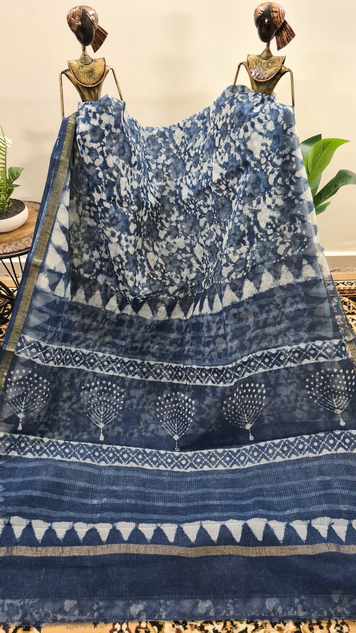 Indigo and White Kota Doria Cotton