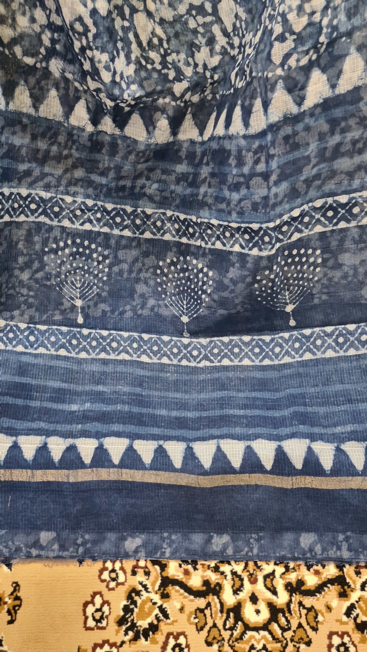 Indigo and White Kota Doria Cotton