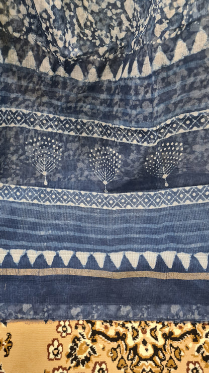 Indigo and White Kota Doria Cotton