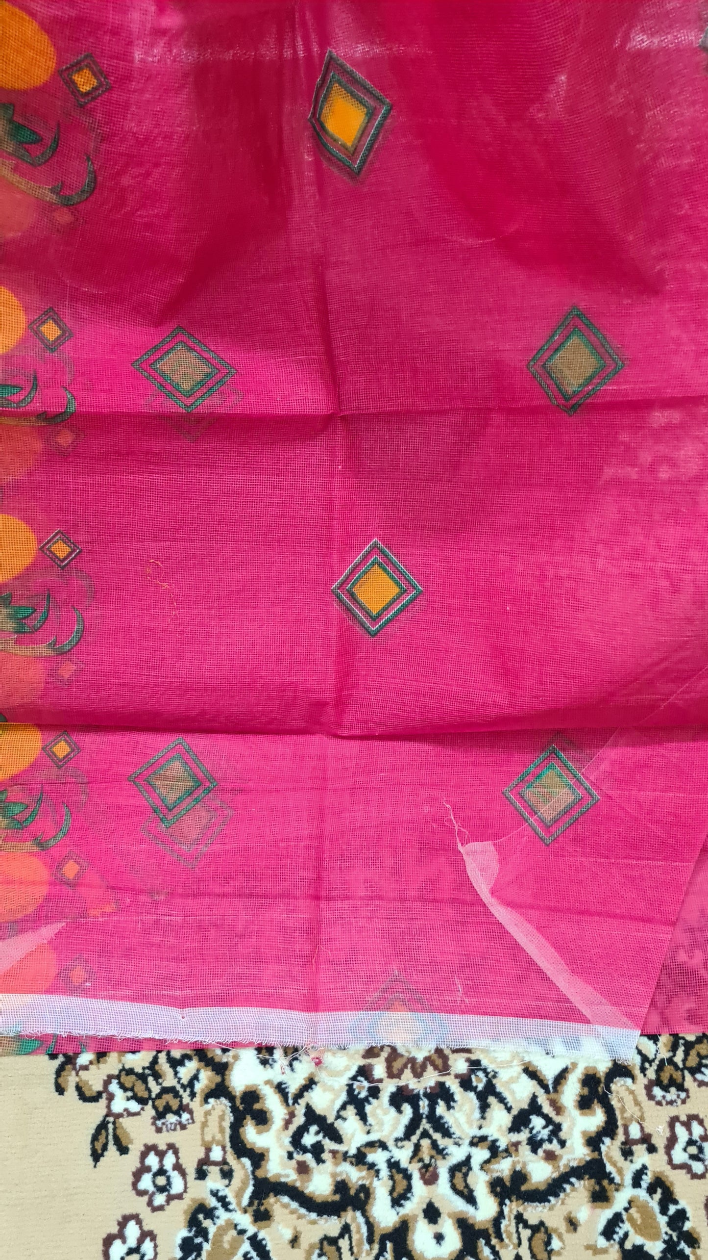 Magenta and Yellow Munga Kota Cotton