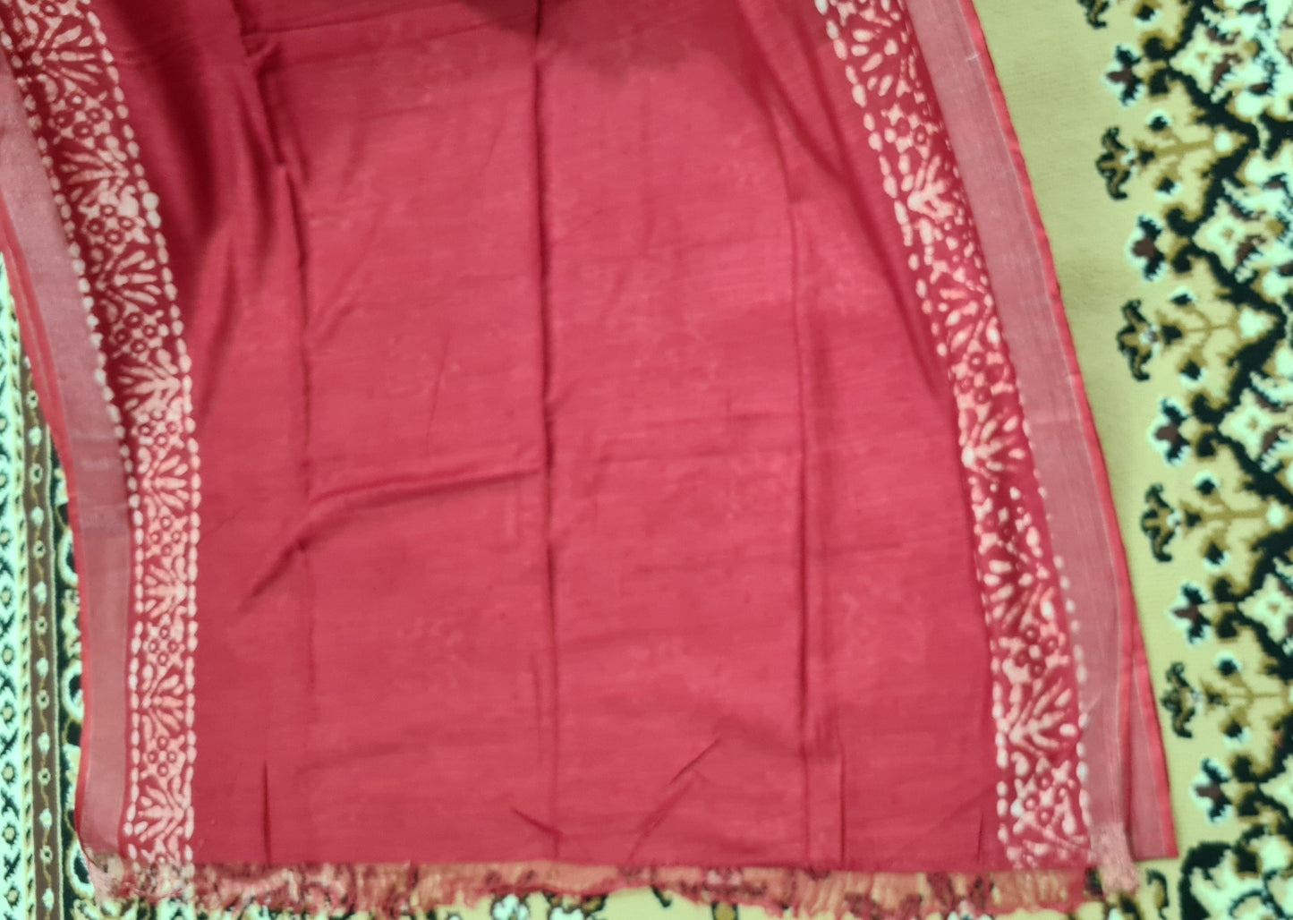 Red and White Linen Saree