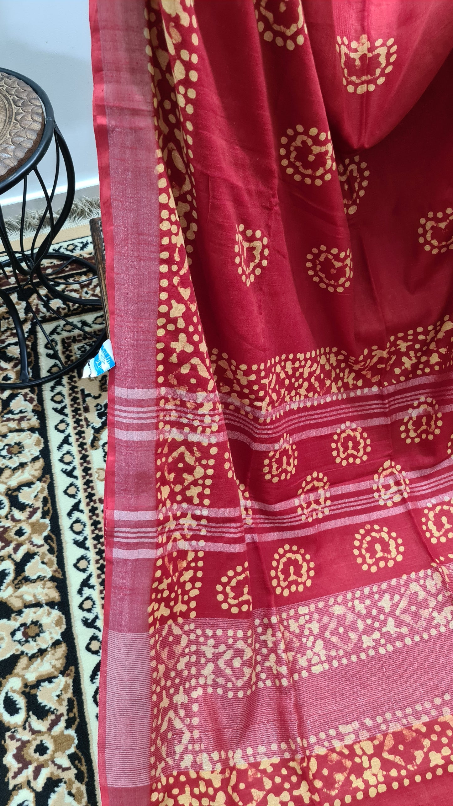 Red and Yellow Linen Saree