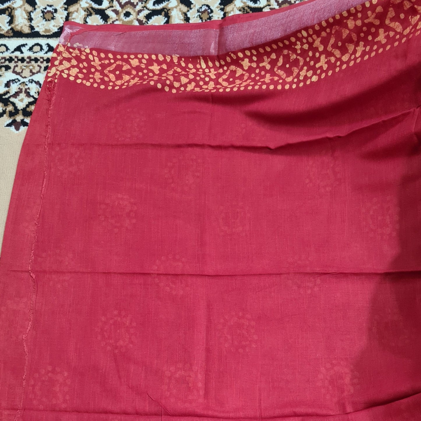 Red and Yellow Linen Saree