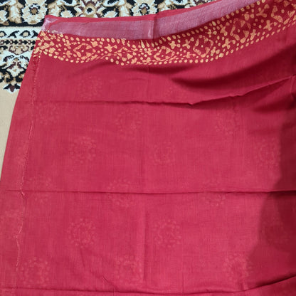 Red and Yellow Linen Saree