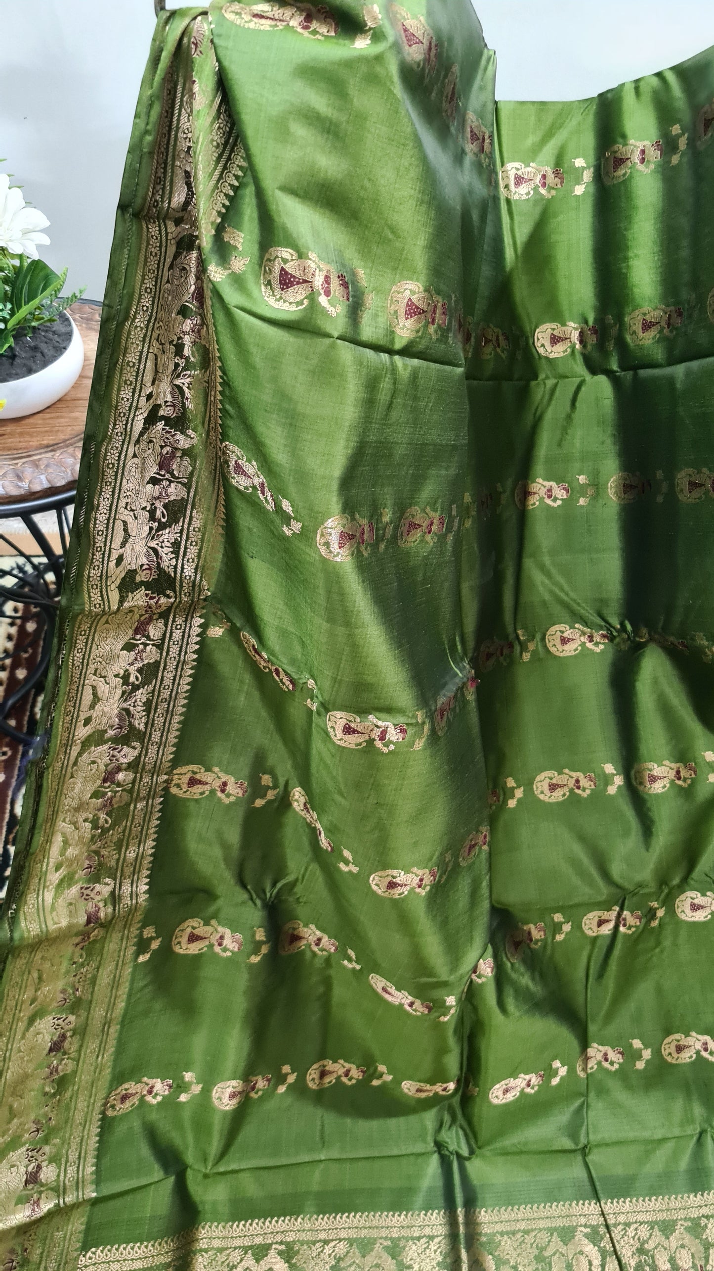 Cadmium Green Swarnachari Silk