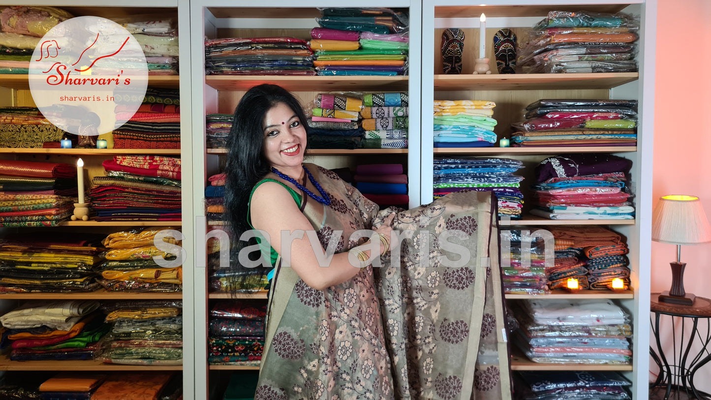 Light and Dark Brown Premium Brasso Saree