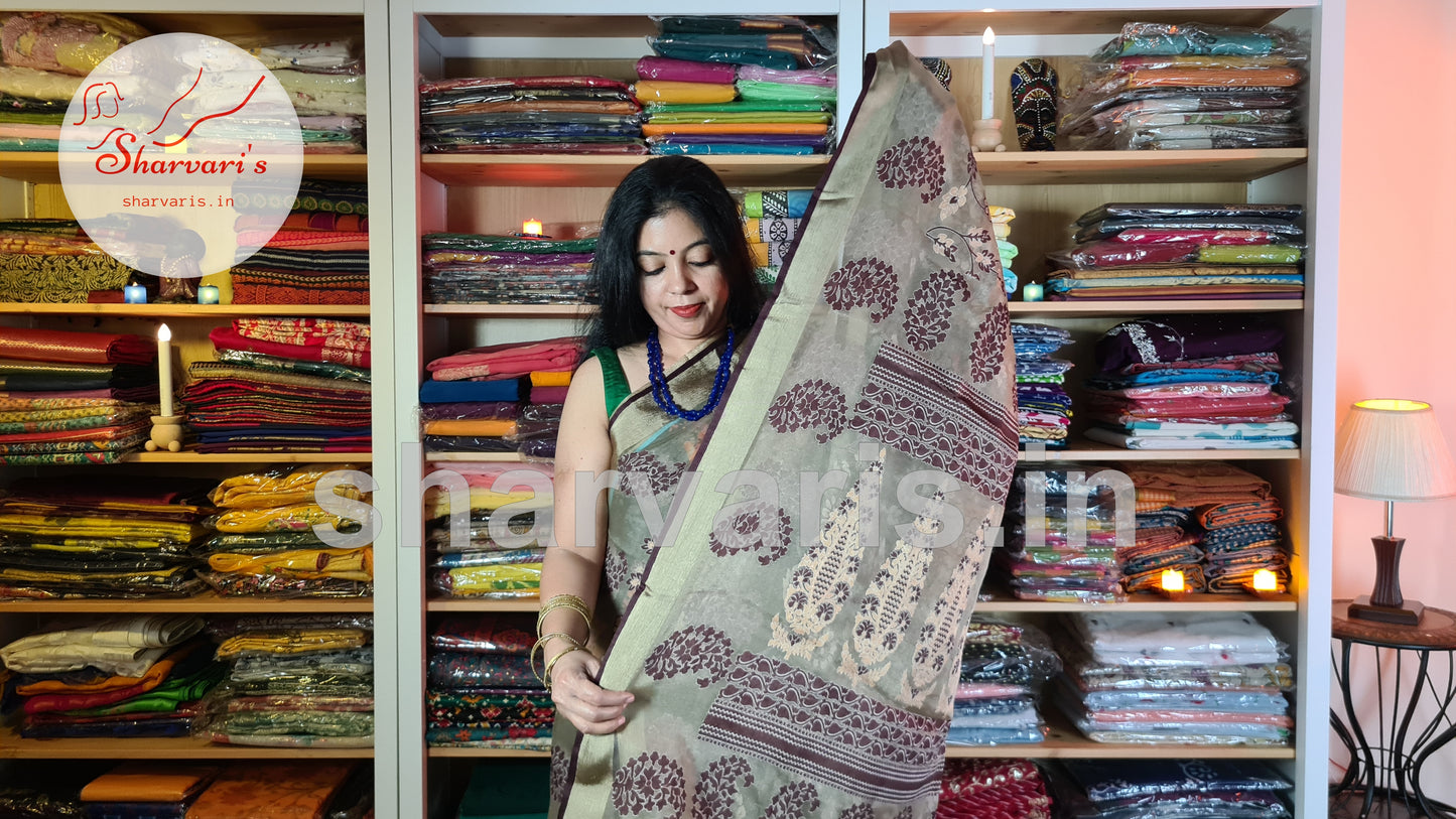 Light and Dark Brown Premium Brasso Saree