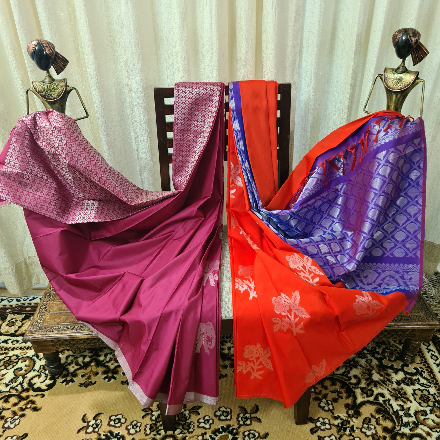 Magenta Cotton Silk in Borderless Style