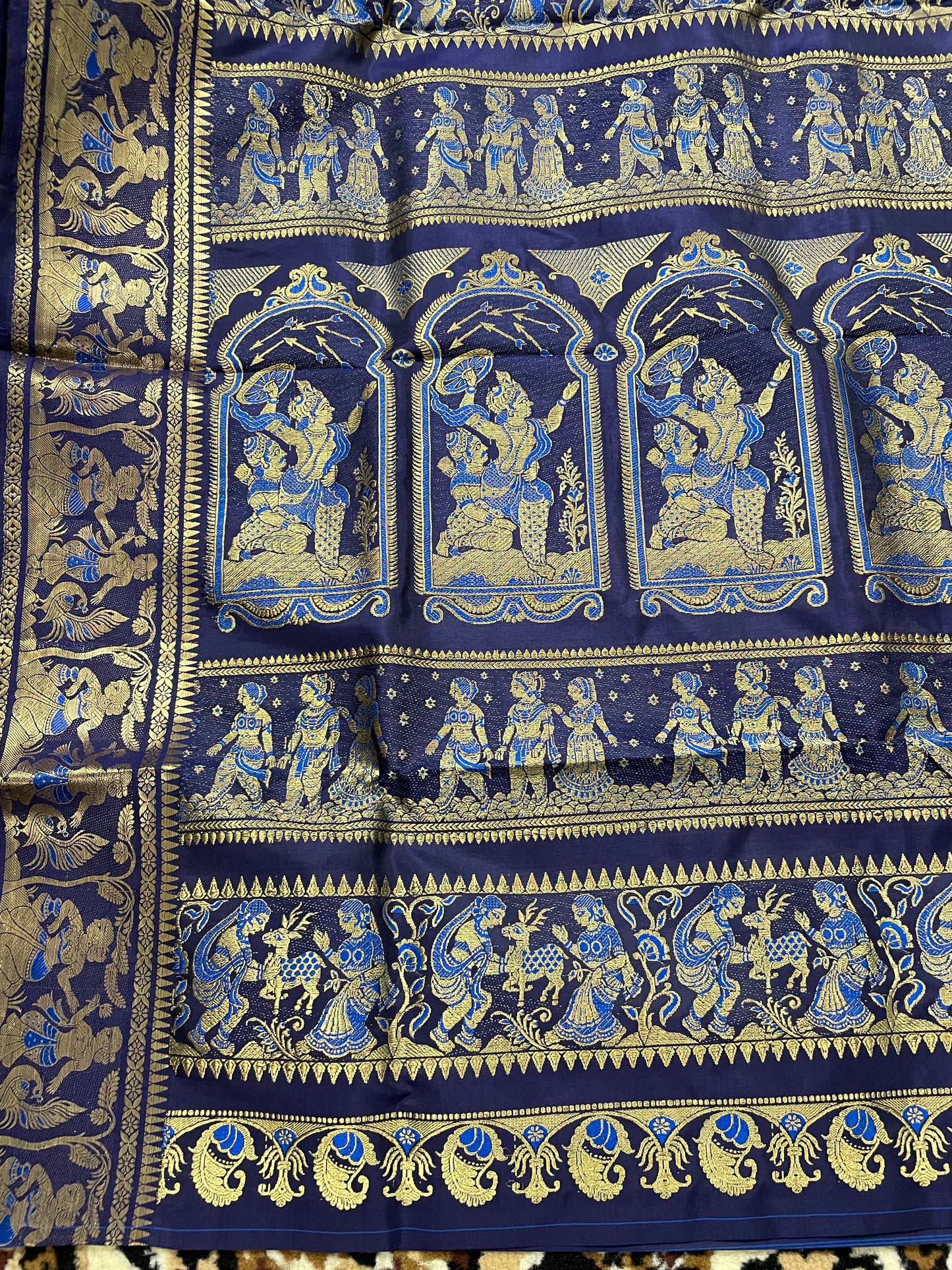 Navy Blue Swarnachari Silk