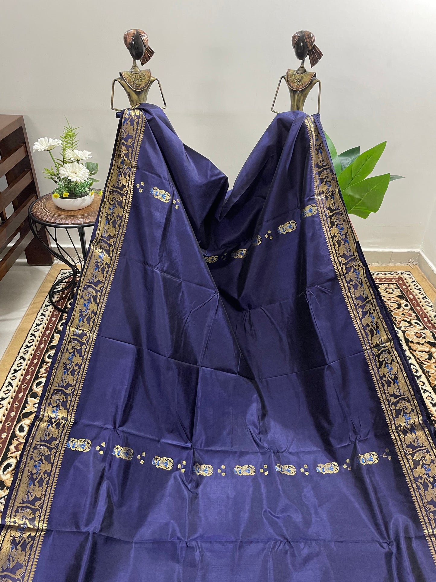 Navy Blue Swarnachari Silk