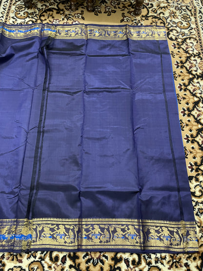 Navy Blue Swarnachari Silk