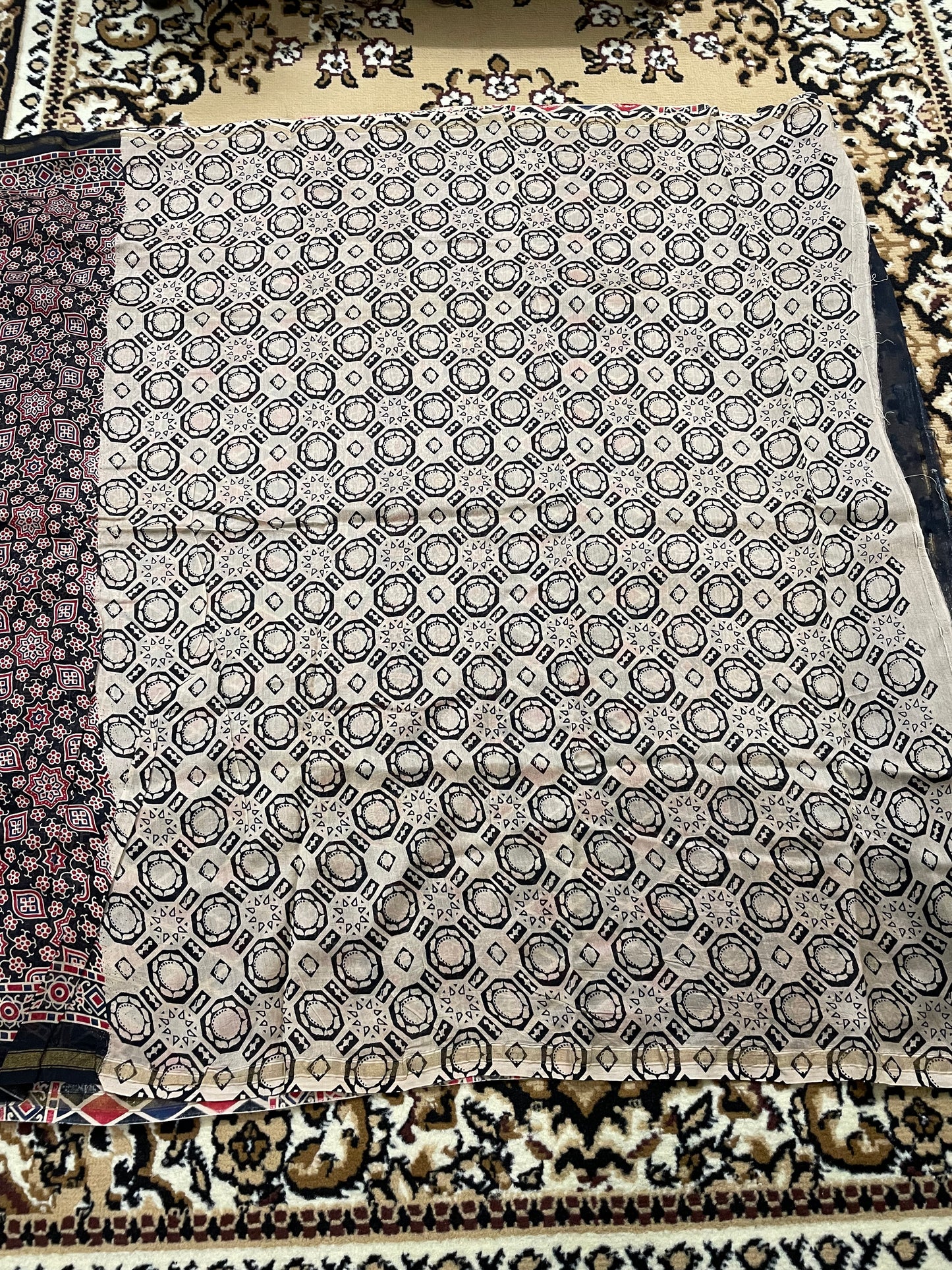 Black Ajrakh Chanderi Silk Cotton